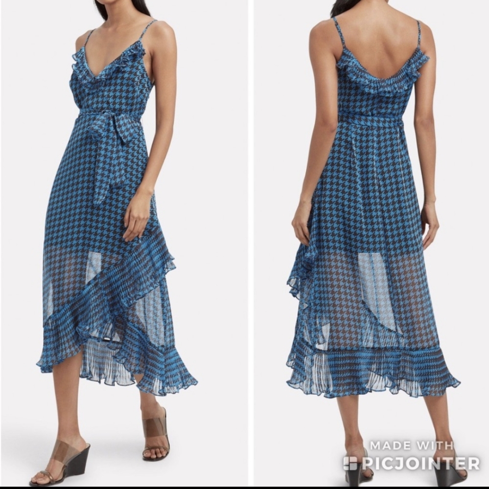 La Maison Talulah Sparks Fly Blue Houndstooth Dress